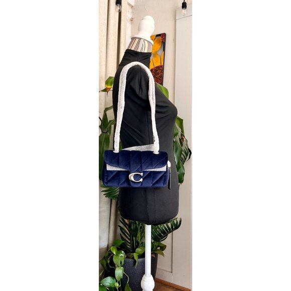 NEW WITH TAGS!! SOLD OUT!  AUTHENTIC Coach Blue Velvet Quilted Tabby 20 - Picture 13 of 14